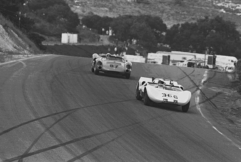 Dave MacDonald, Carroll Shelby, Lang Cooper King Cobra, Laguna Seca Raceway